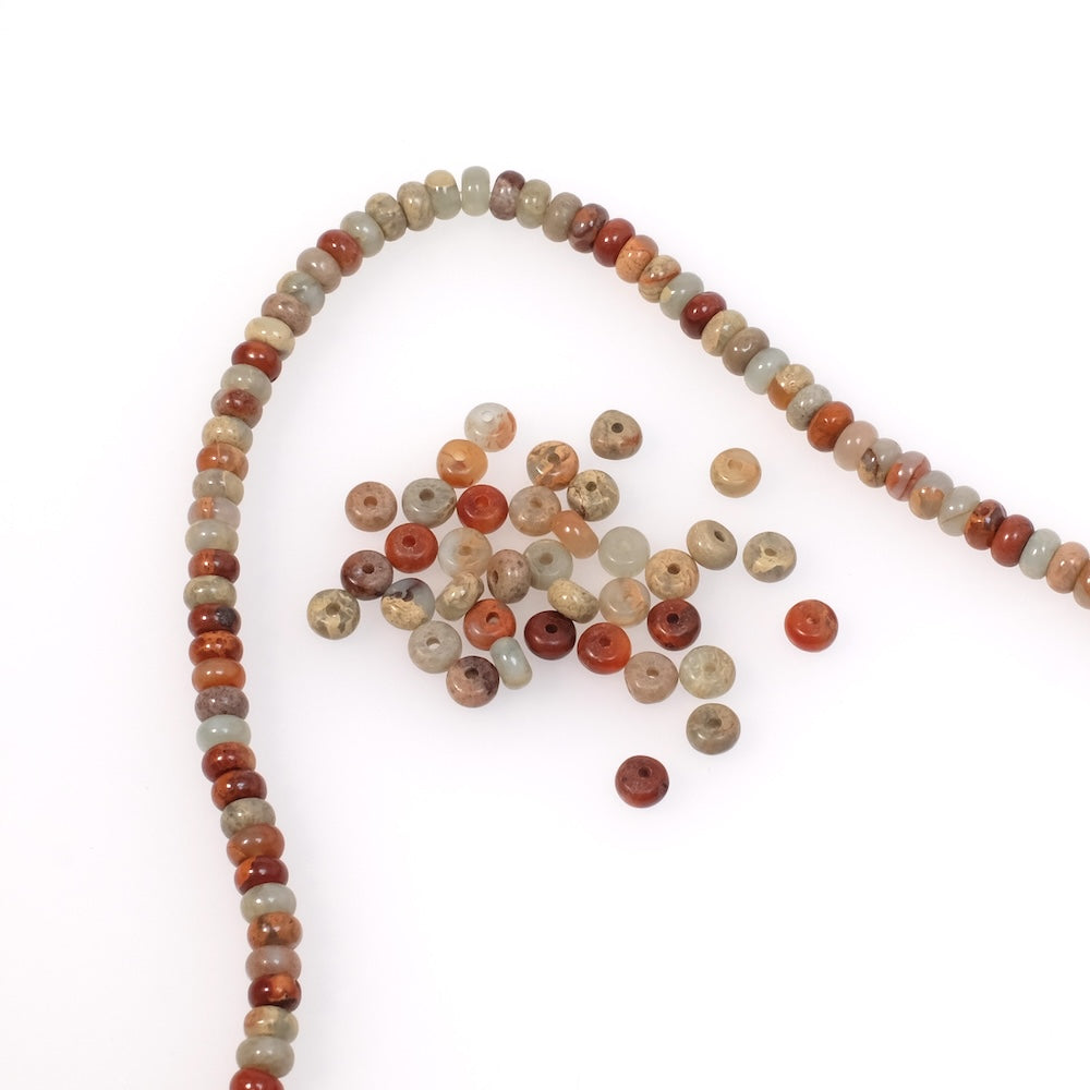 20 Natural Jasper Donut Beads 4 x 2.5mm