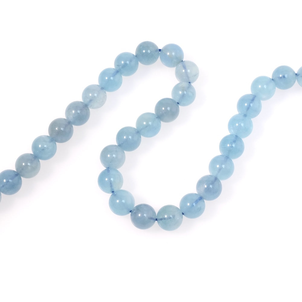 2 Round 8mm Natural Aquamarine Beads