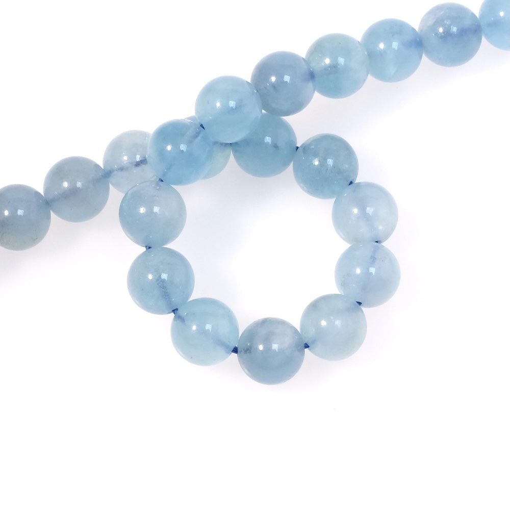 2 Round 8mm Natural Aquamarine Beads