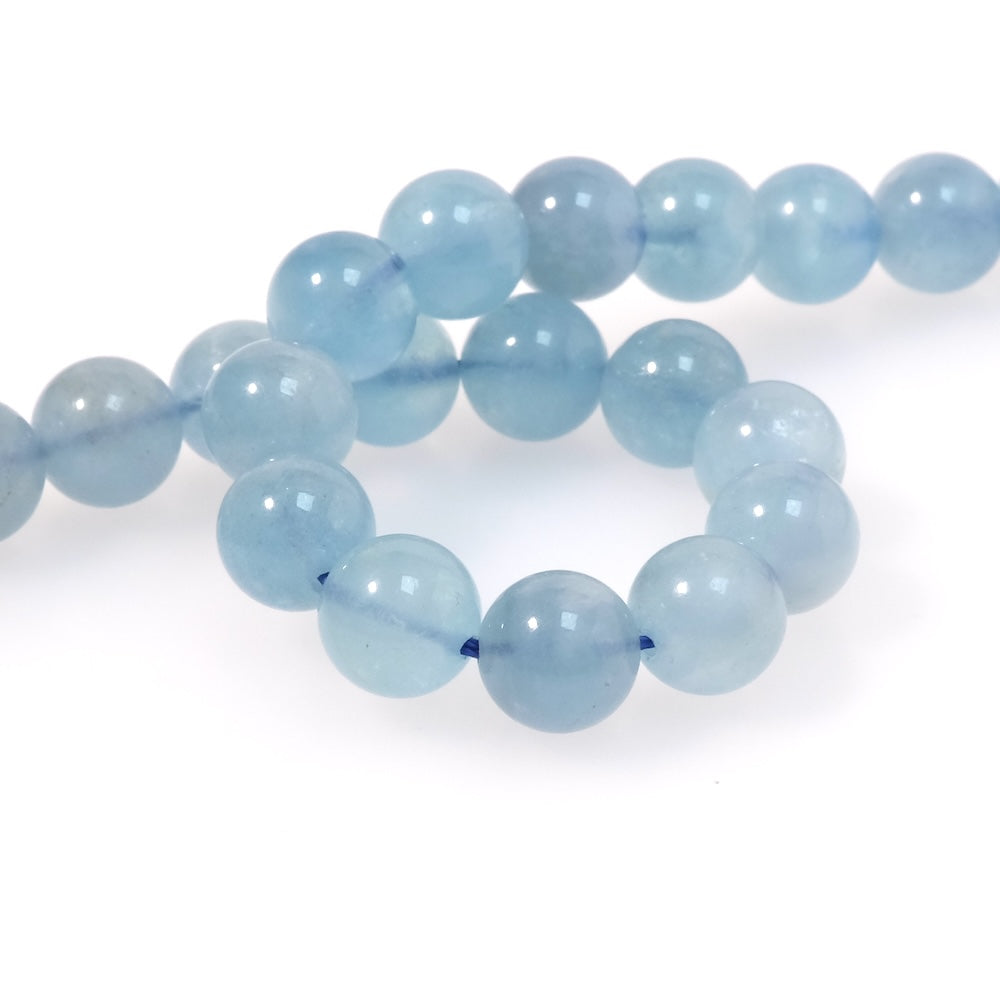 2 Round 8mm Natural Aquamarine Beads