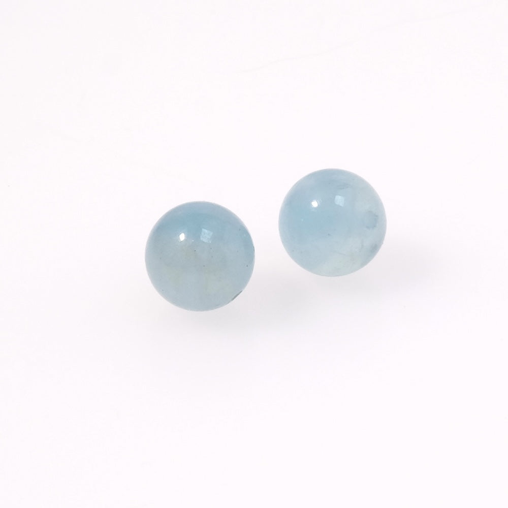 2 Round 8mm Natural Aquamarine Beads