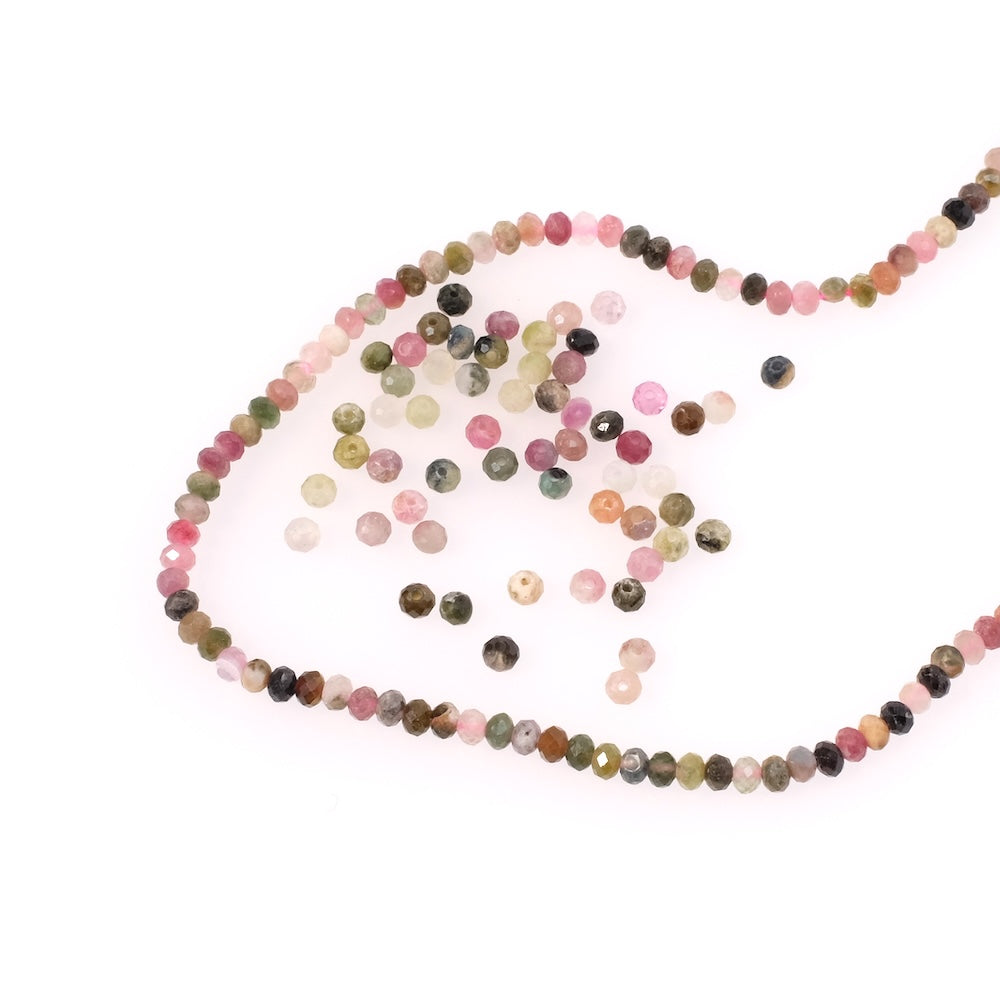 20 Natural Faceted Tourmaline Donut Beads 3mm