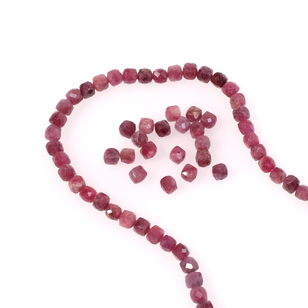 10 Faceted Pink Tourmaline Cube Beads