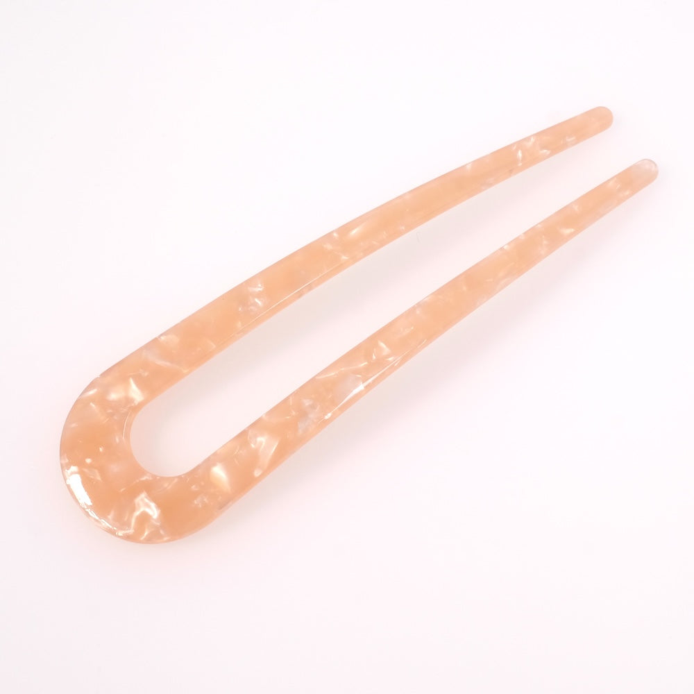 Hair pin peaks in pearly pink acetate