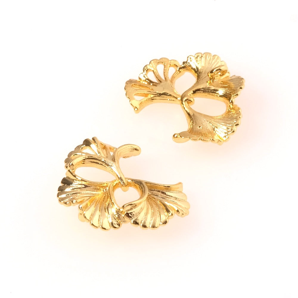 24K Premium Gold Plated Brass Ginkgo Leaf Pendant