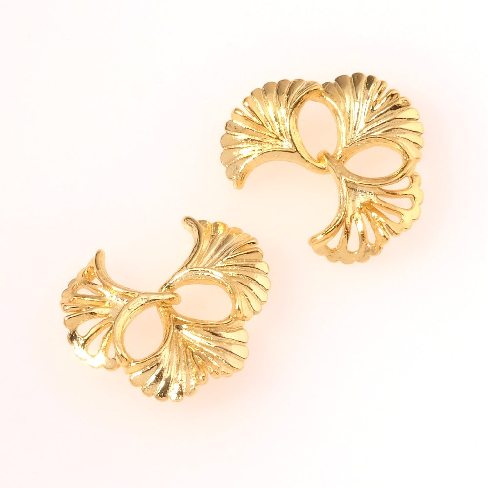 24K Premium Gold Plated Brass Ginkgo Leaf Pendant