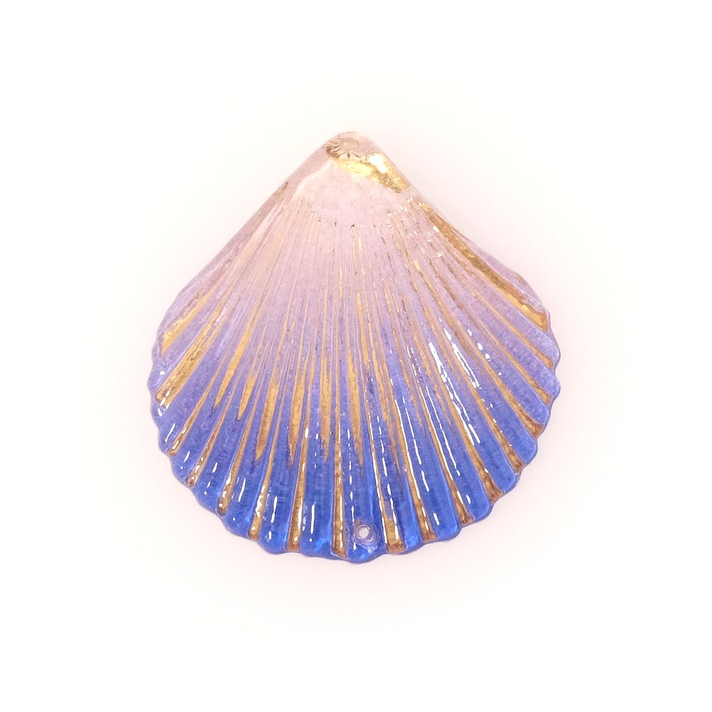 2 Shell connector pendants in gold-plated blue acetate