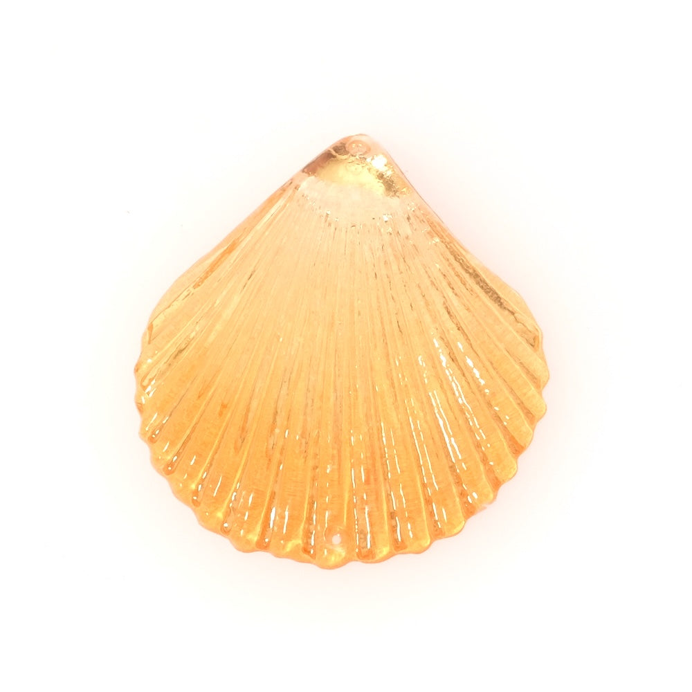 2 Shell connector pendants in gold-plated yellow acetate