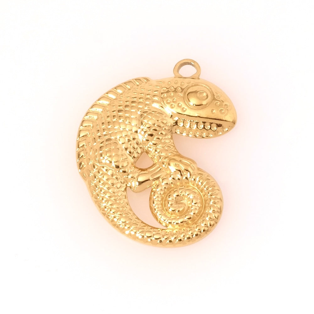 18K Gold Plated 304 Stainless Steel Lizard Pendant