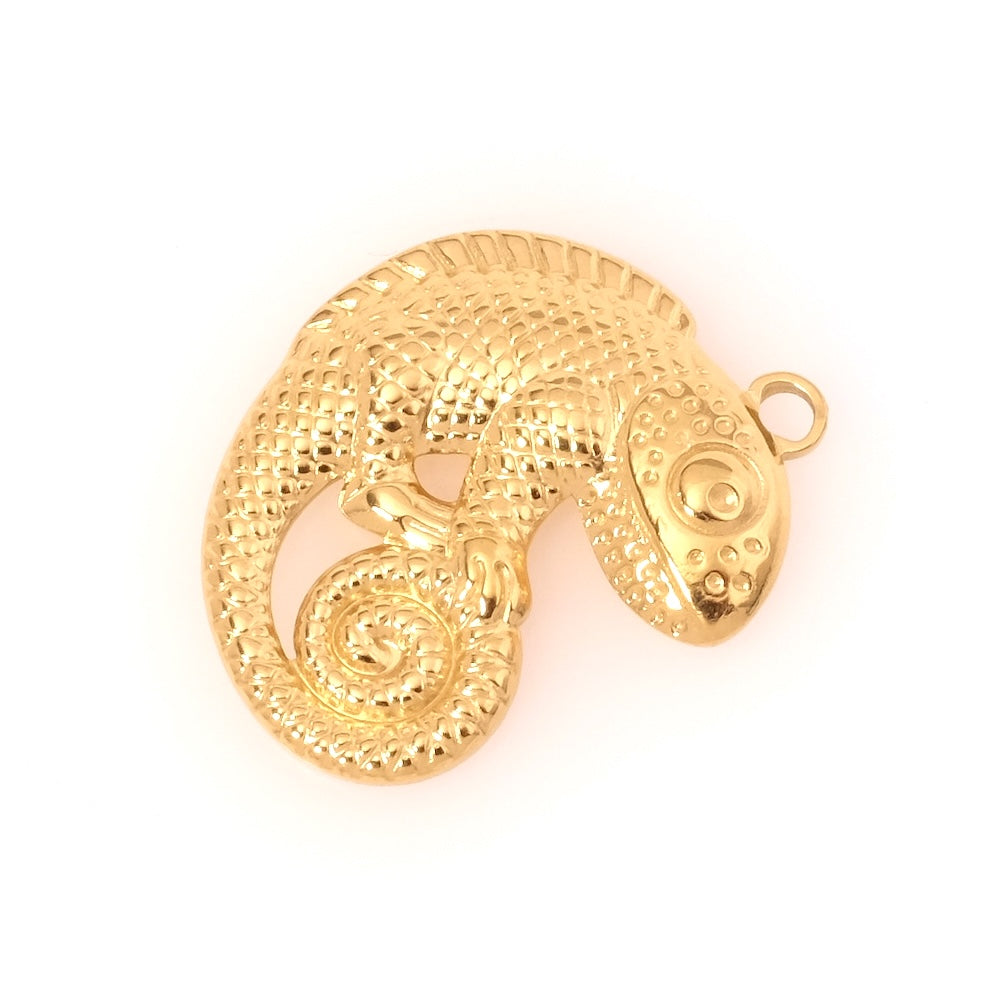 18K Gold Plated 304 Stainless Steel Lizard Pendant