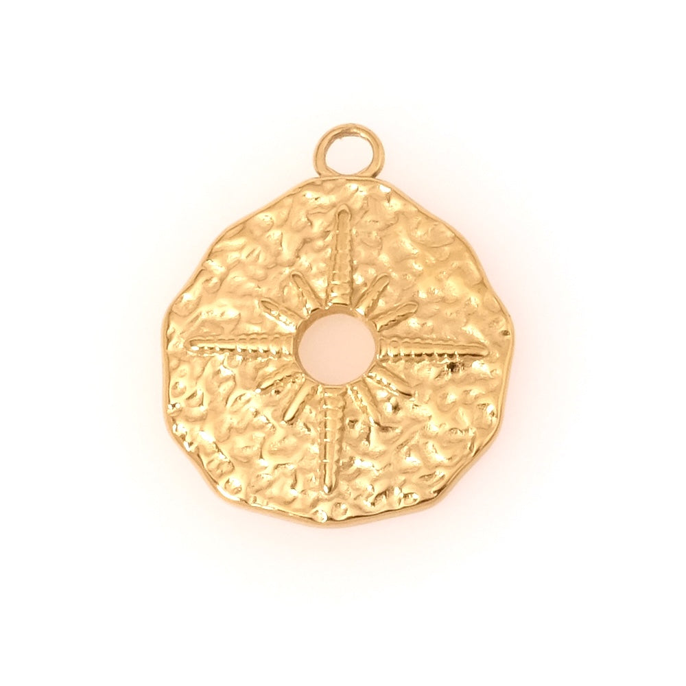 Bohemian textured star pendant in 18K gold-plated 304 stainless steel
