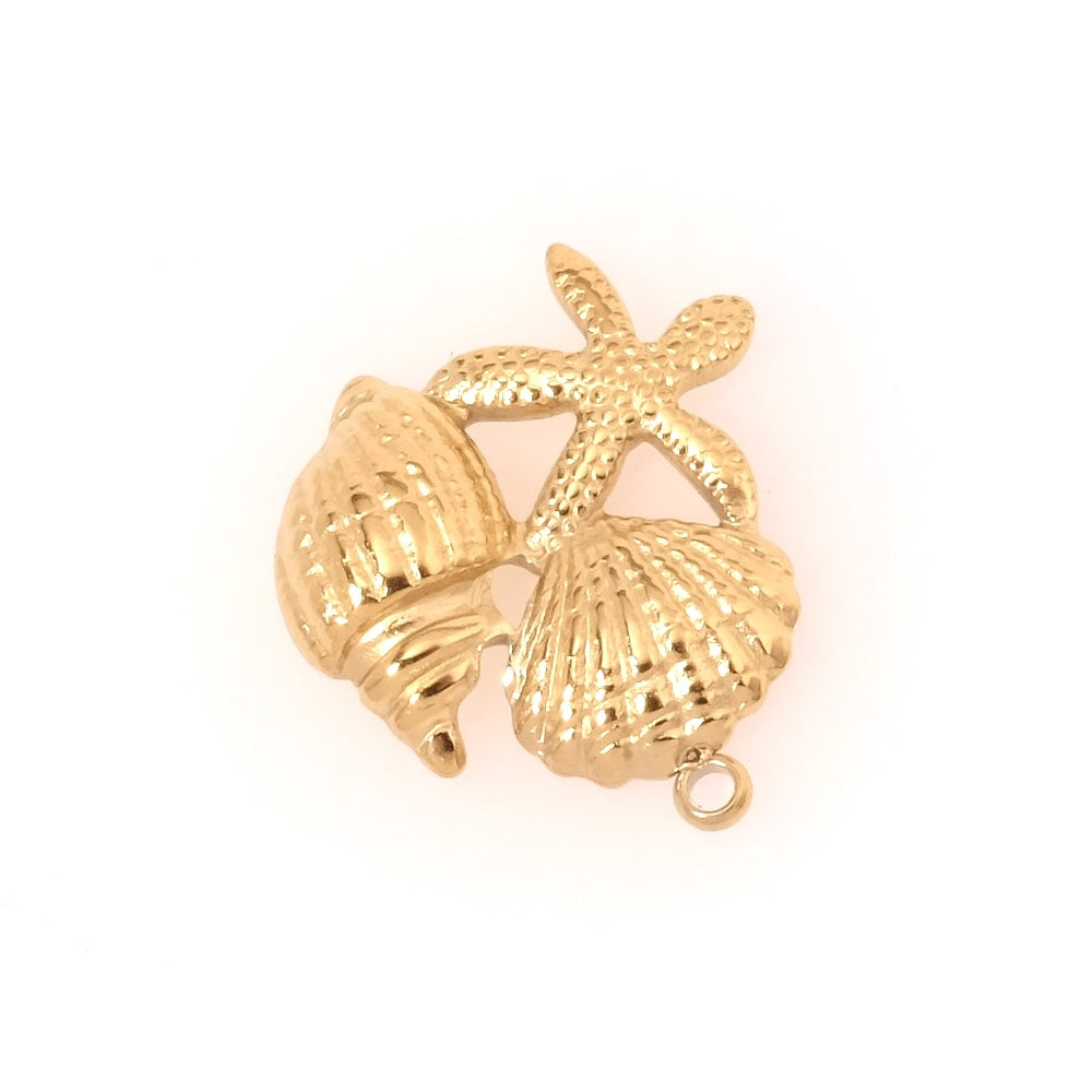 18K Gold Plated 304 Stainless Steel Seashell Pendant