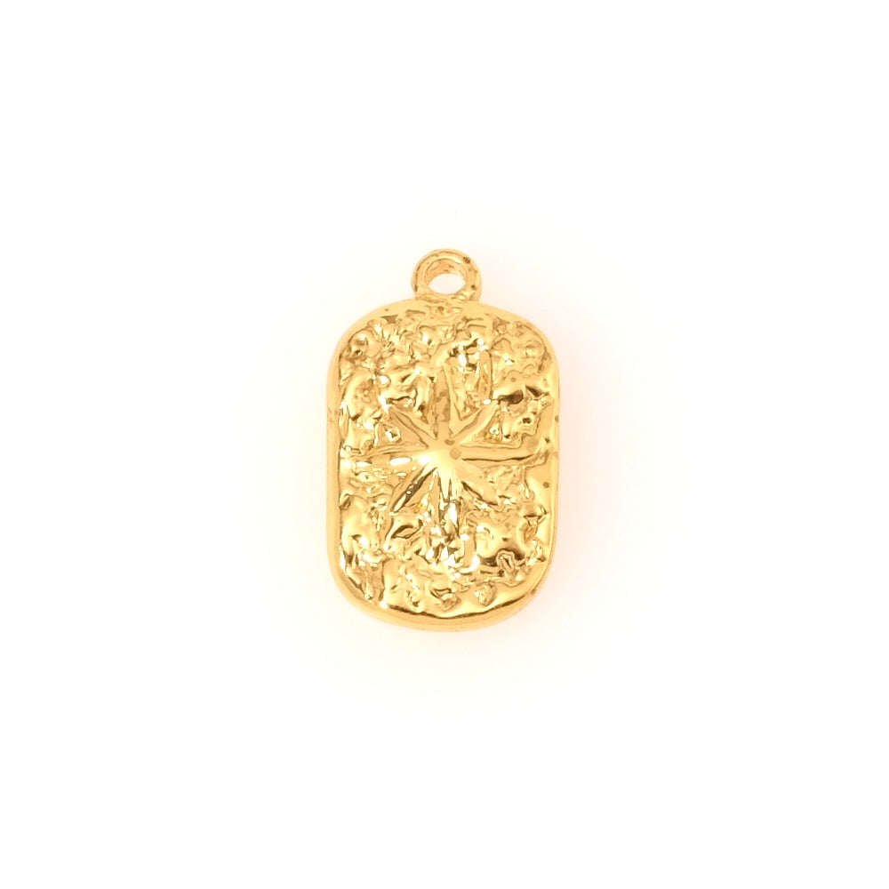 Gold 18K Stainless Steel 304 Textured Star Rectangle Pendant