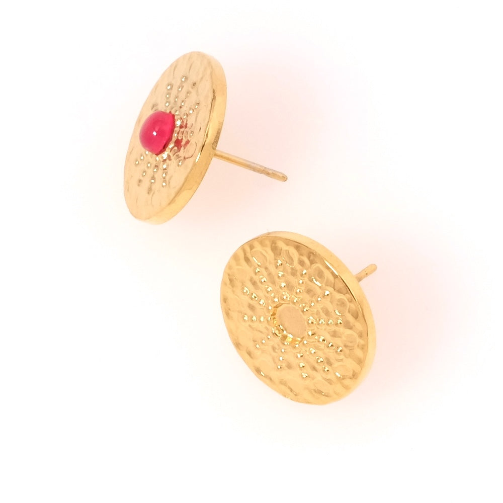 Sun earrings for 4mm cabochons in 304 gold plated stainless steel, per pair