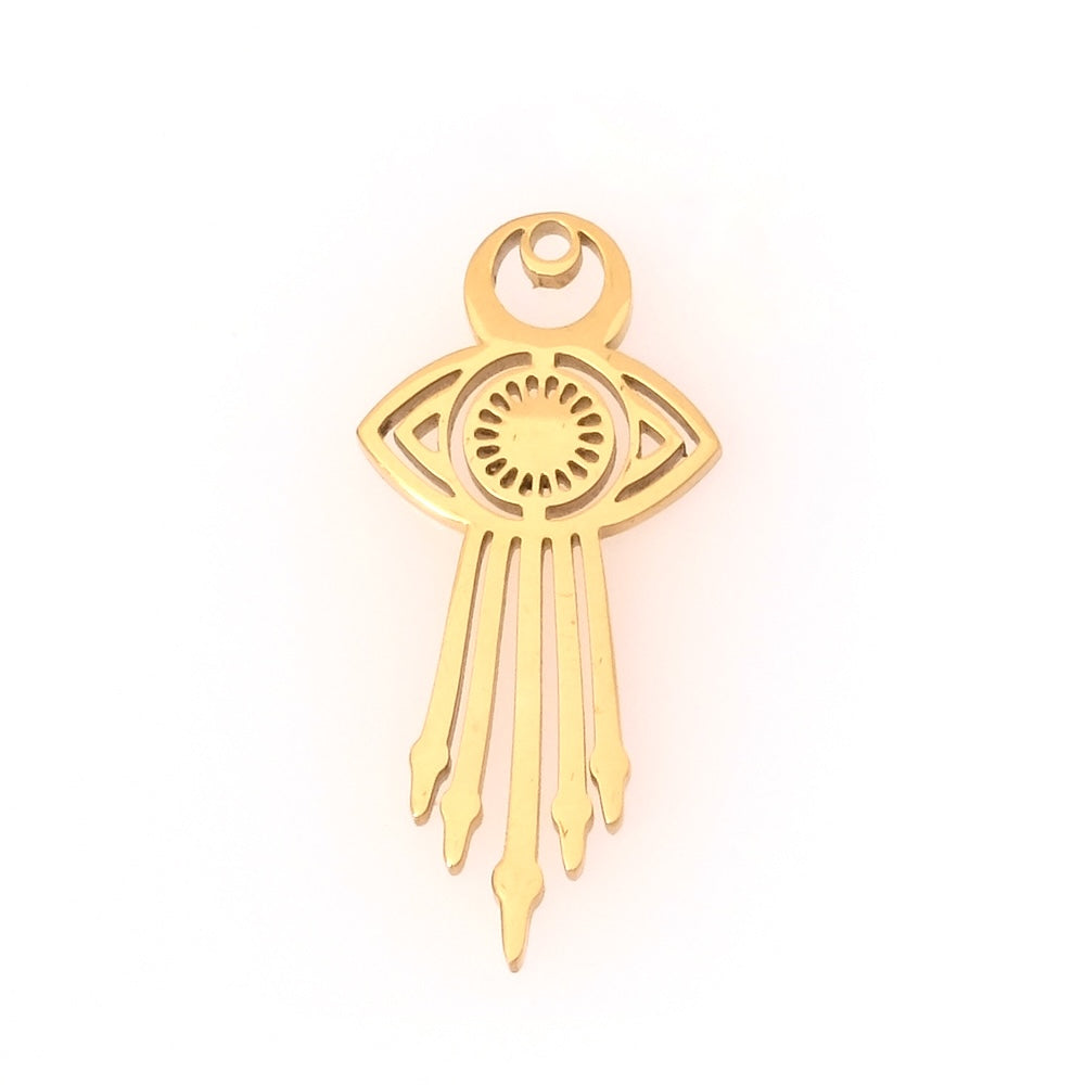 Bohemian eye pendant in 18K gold-plated 304 stainless steel