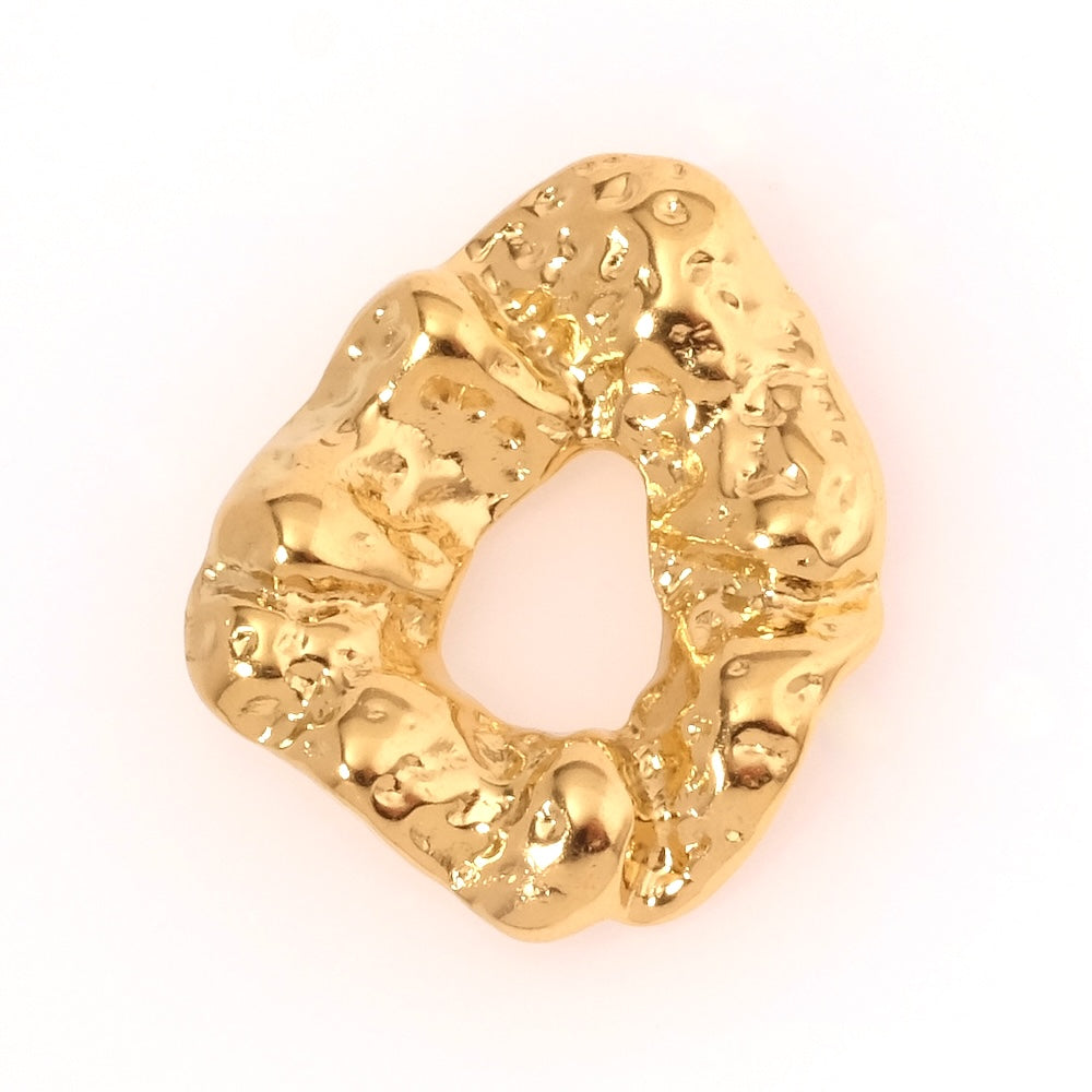 18K Gold Plated 304 Stainless Steel Oval Texture Connector Pendant