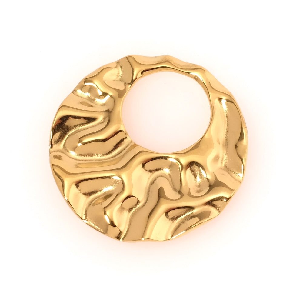 Round pendant with liquid effect in 18K gold-plated 304 stainless steel