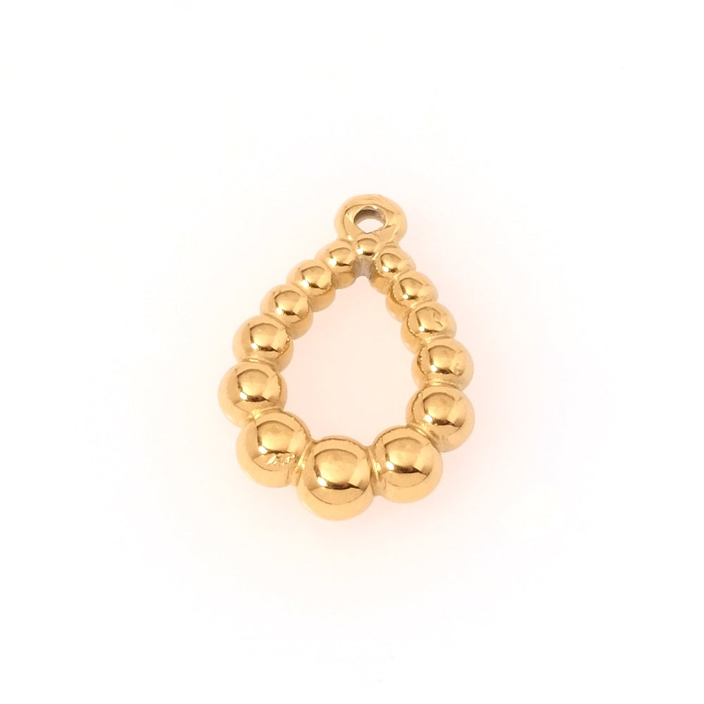 Beaded Teardrop Pendant in 304 Stainless Steel with 18K Gold Finish