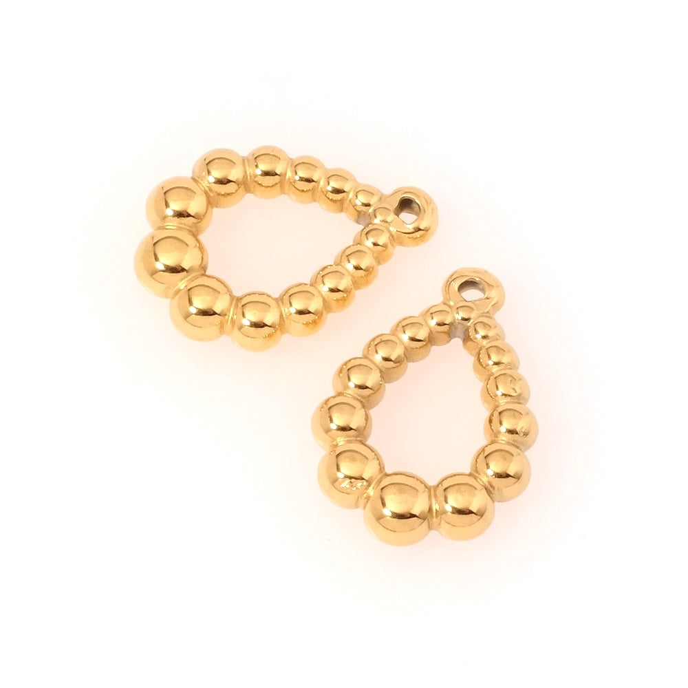 Beaded Teardrop Pendant in 304 Stainless Steel with 18K Gold Finish