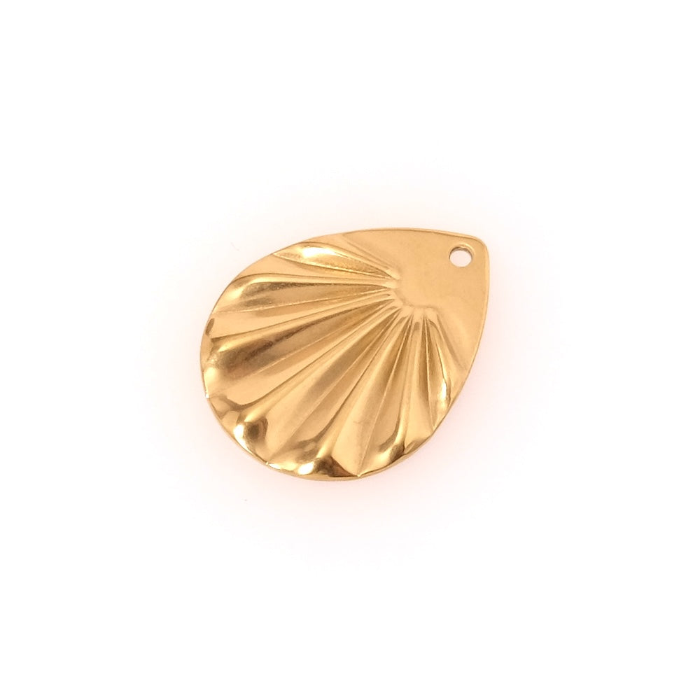2 Wavy Drop Pendants in 18K Gold Plated 304 Stainless Steel
