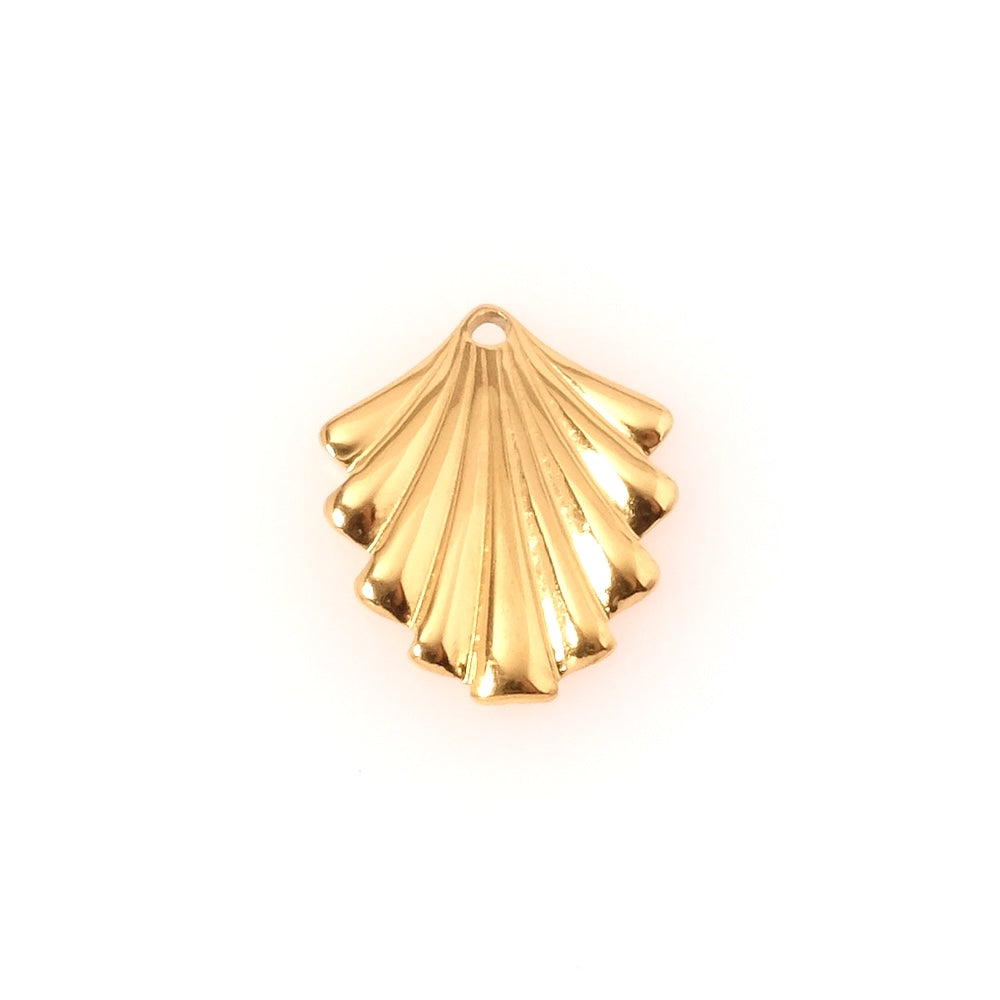 18K Gold Plated 304 Stainless Steel Wavy Leaf Pendant