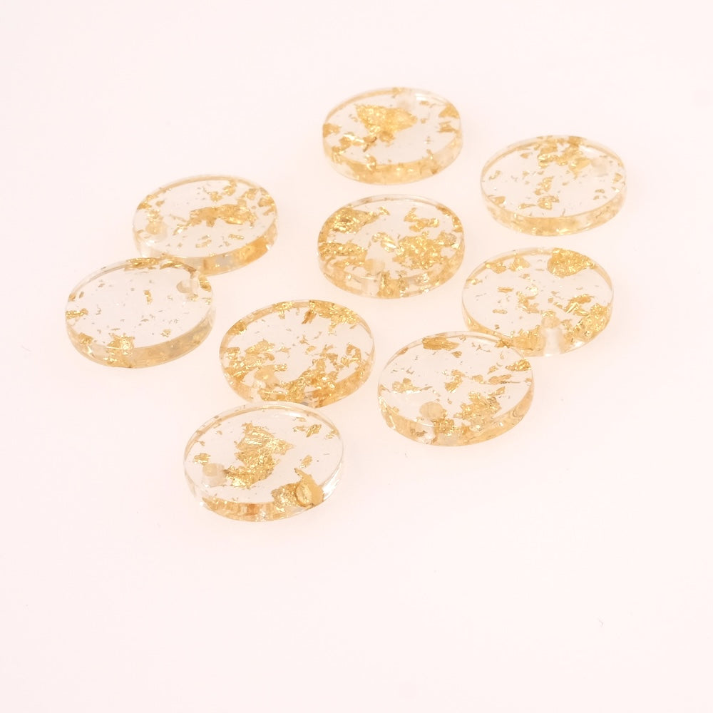 4 Round Pendants in Transparent Acetate with Gold Inclusions