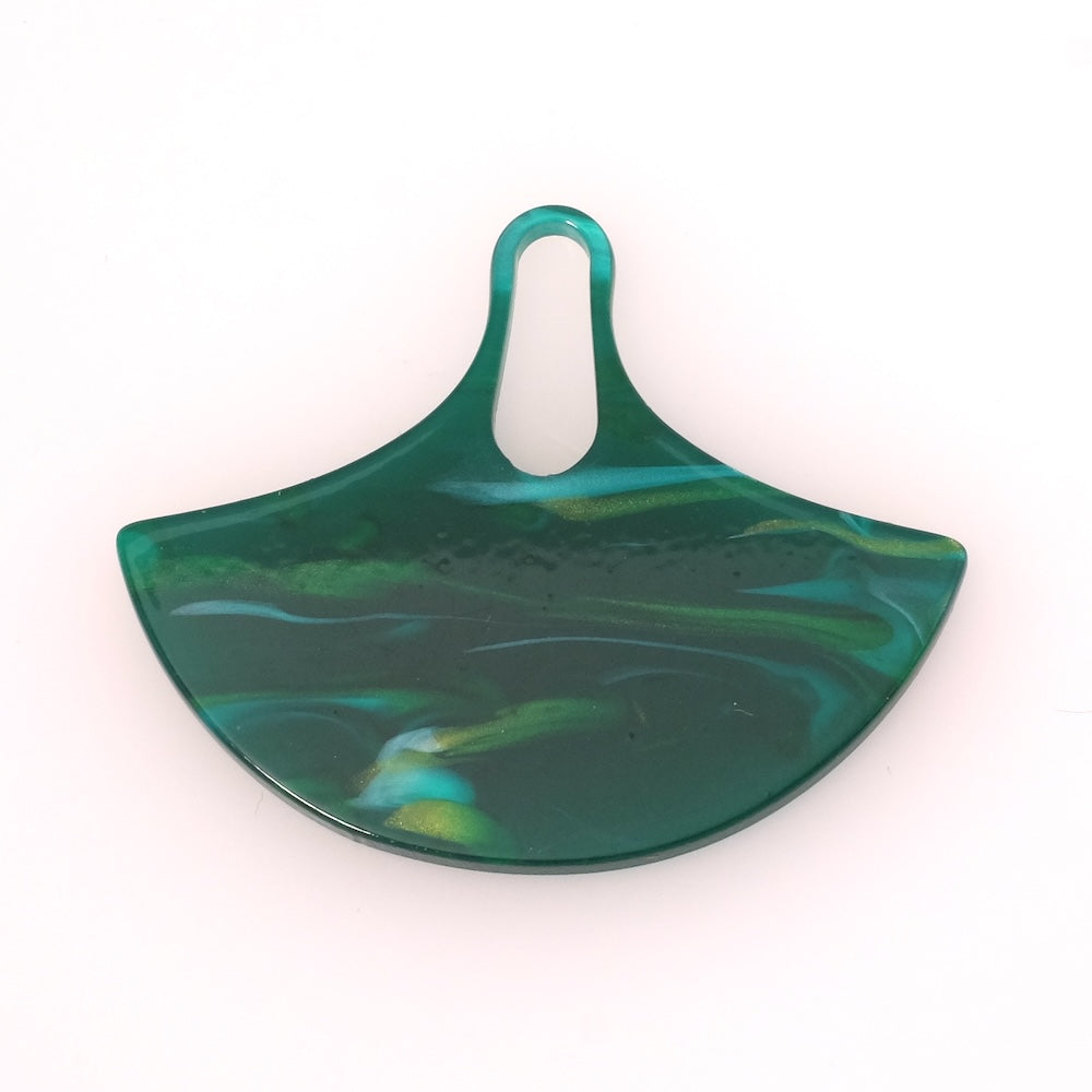2 Ginkgo Pendants in Marbled Green Acetate