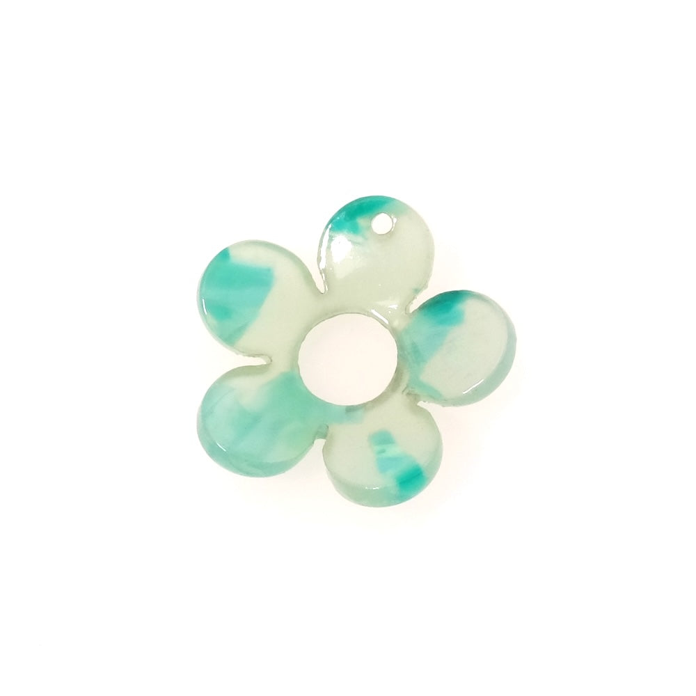 2 Flower Pendants in Transparent Green Acetate