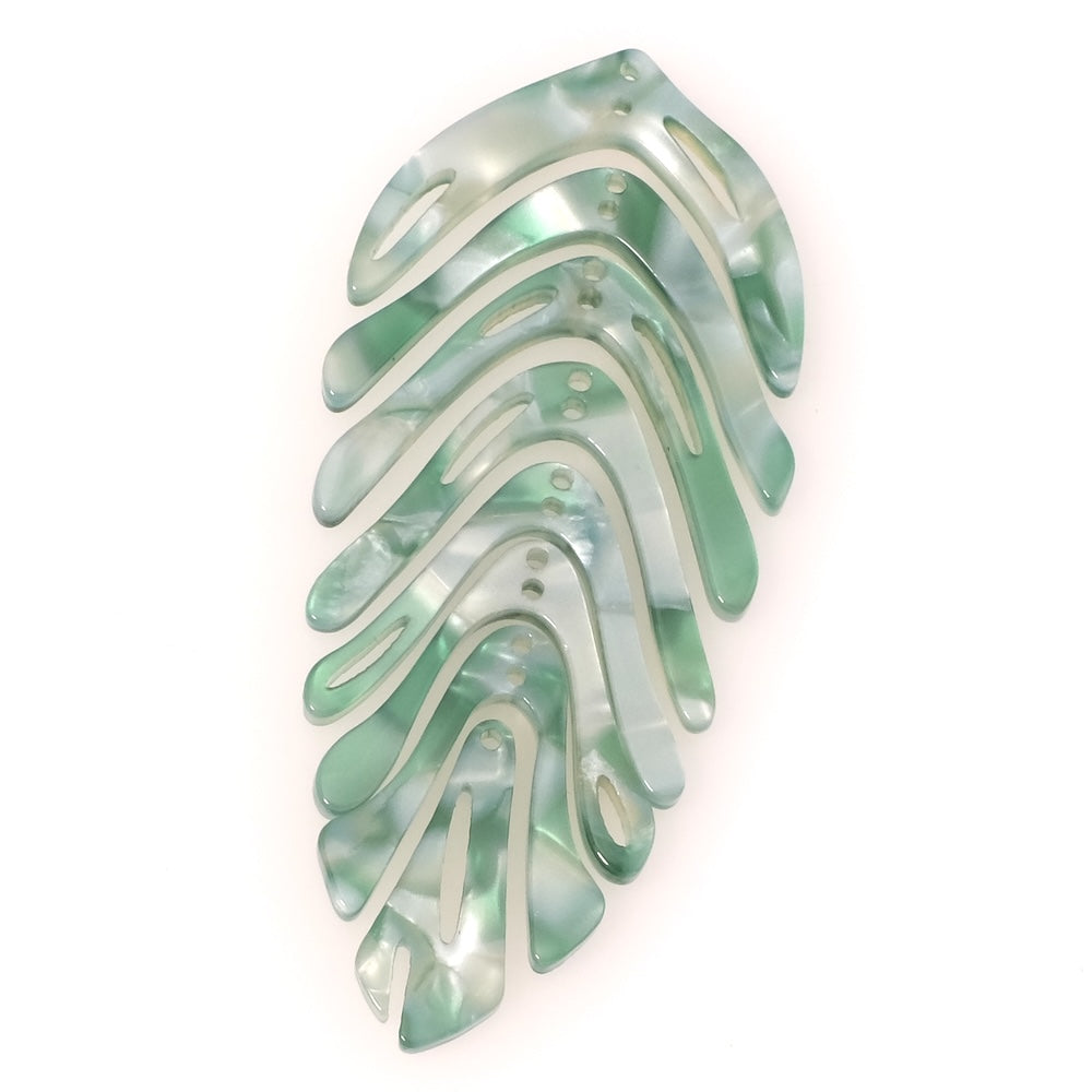 Pearly Green Acetate Mobile Leaf Pendant