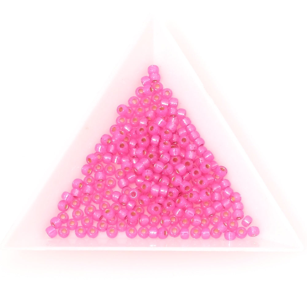 5 grams of Miyuki Rocailles 8/0 No. 4238 Duracoat Silver lined Dusty rose
