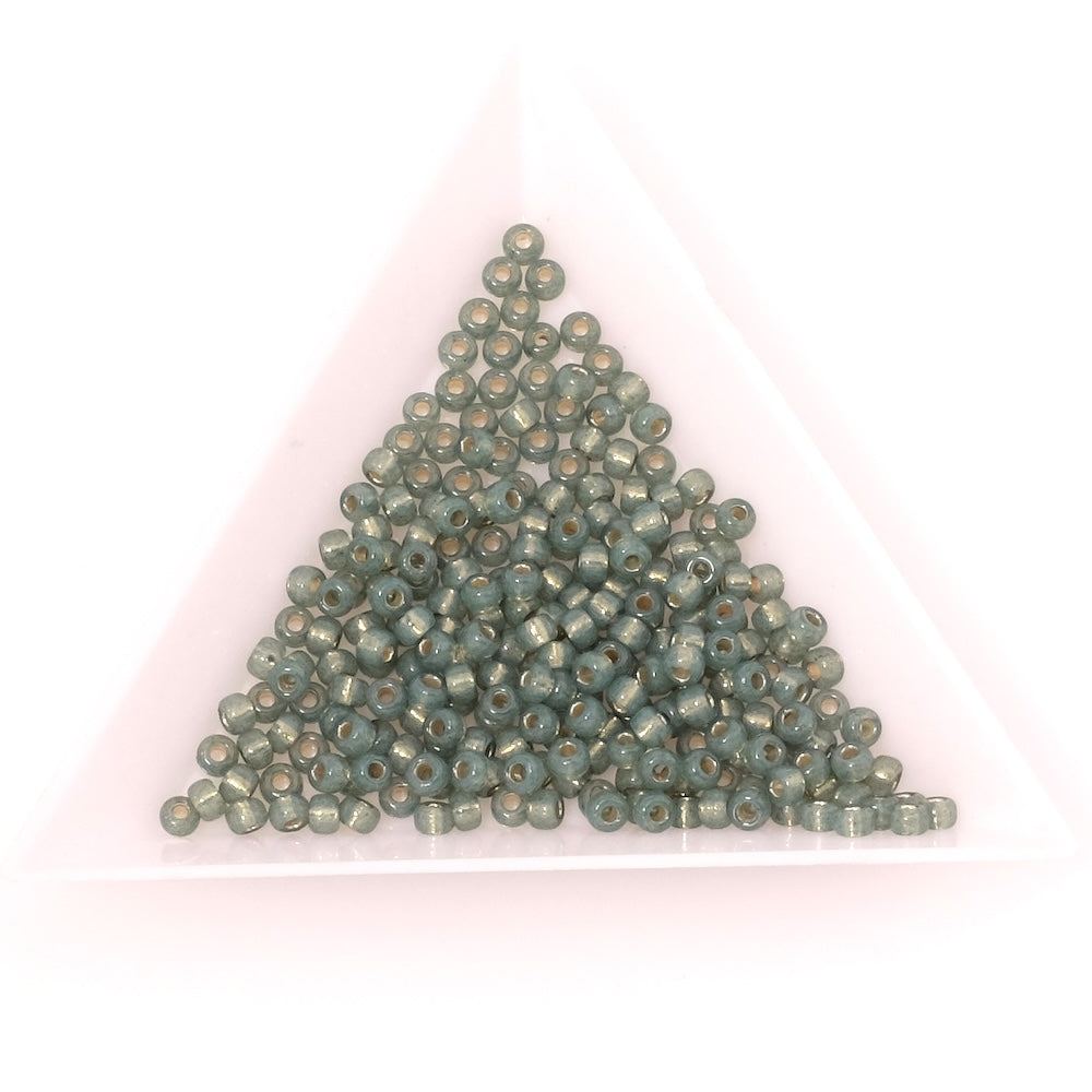 5 grams of Miyuki Rocailles 8/0 No. 4241 Duracoat Silver lined Dark mint
