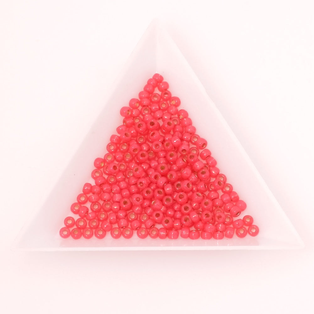 5 grams of Miyuki Rocailles 8/0 No. 4239 Duracoat Silver lined Hot pink