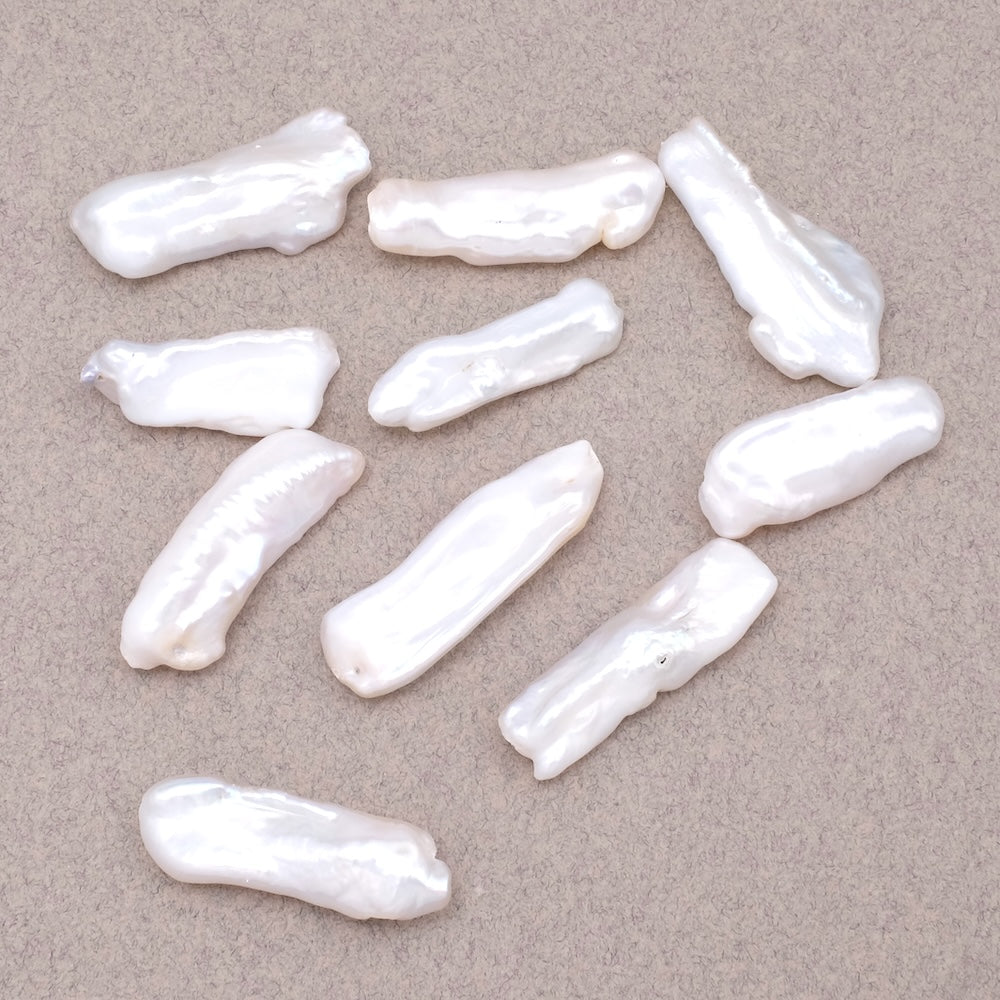 Baroque Keshi Irregular Elongated Pearls in Natural Mother-of-Pearl