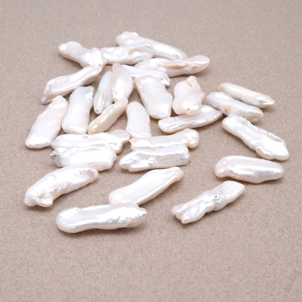 Baroque Keshi Irregular Elongated Pearls in Natural Mother-of-Pearl