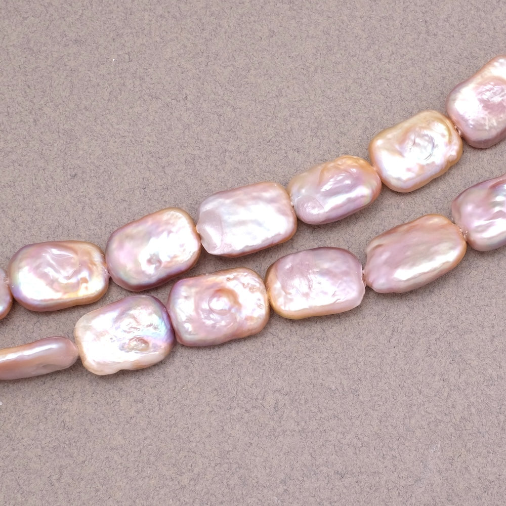 Baroque Keshi Irregular Rectangle Pearl in Iridescent Salmon Pink Mother-of-Pearl 