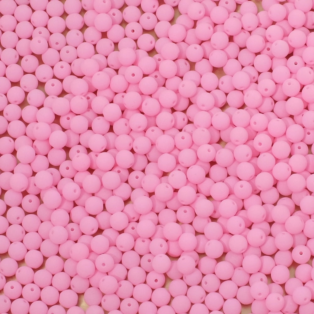 10 Matte Pink Bohemian Round Beads, 4mm
