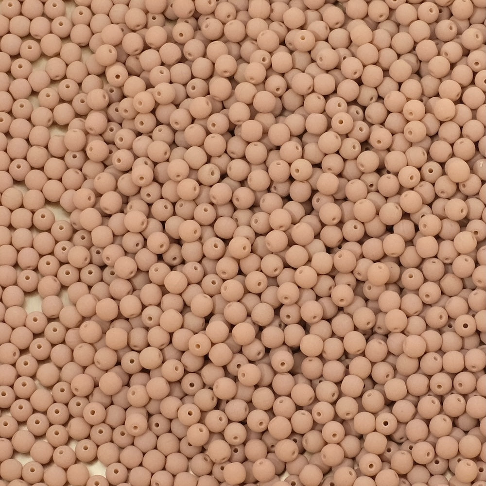 10 Matte Light Cocoa Bohemian Round Beads, 3mm