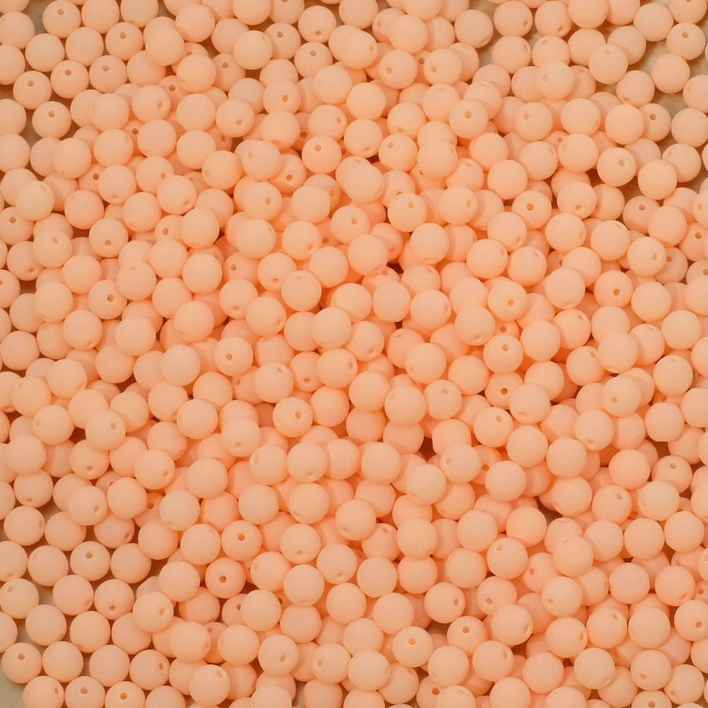 10 Matte Light Orange Bohemian Round Beads, 4mm
