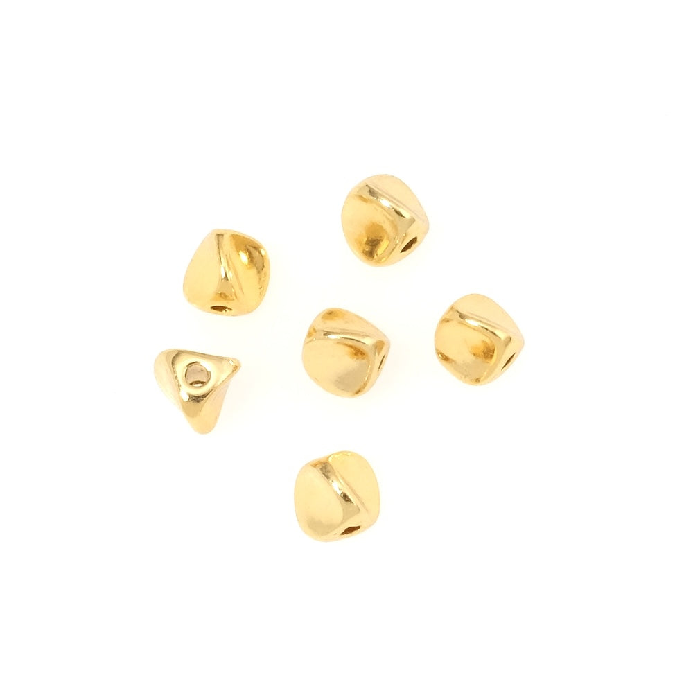 6 triangle 5mm beads in 24K fine gold-plated premium brass