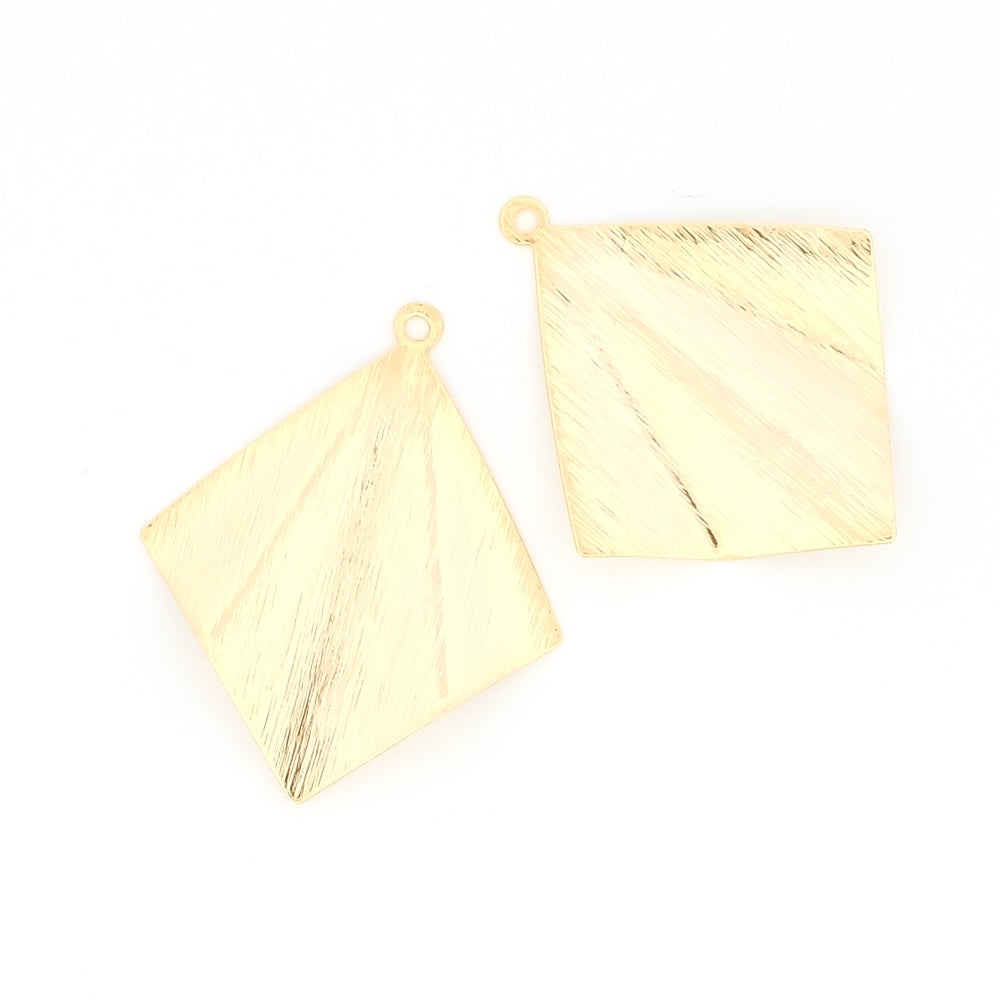 24K Premium Gold Plated Brass Diamond Pendant with Brushed Effect