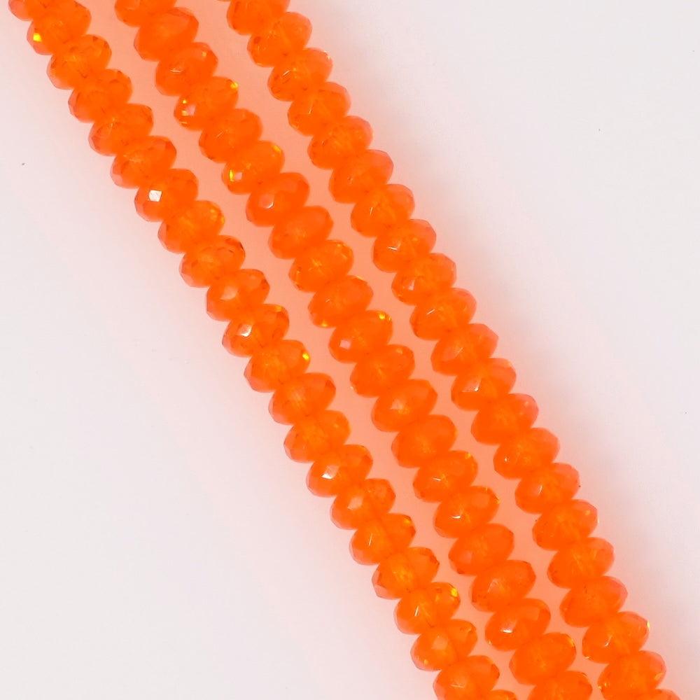 Strand of 4x6mm transparent orange faceted Bohemian beads