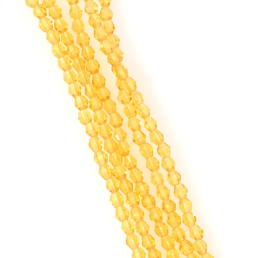 Strand of Bohemian faceted top beads, 4 mm, transparent orange yellow
