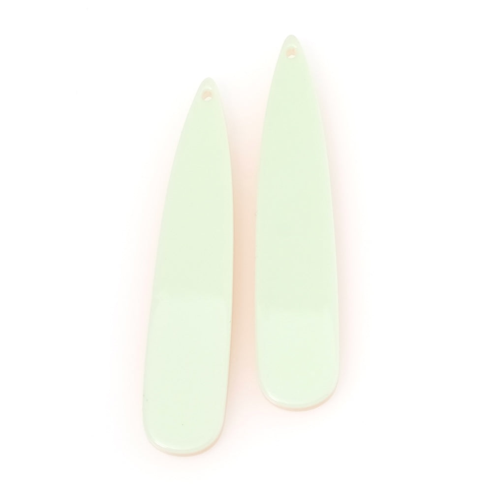 2 Double-Sided Drop Pendants in Green and Pastel Pink Acetate