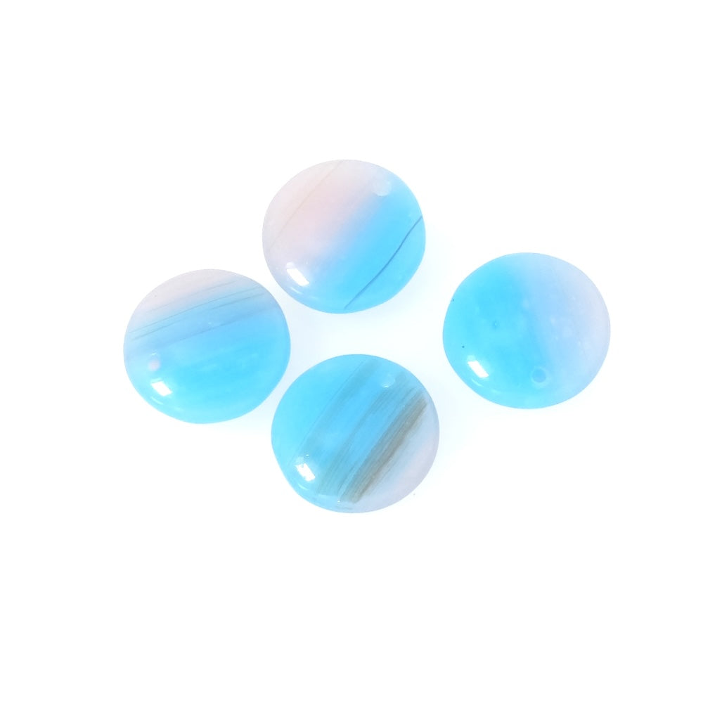 4 Bohemian round disc pendants 12mm sky blue and pink