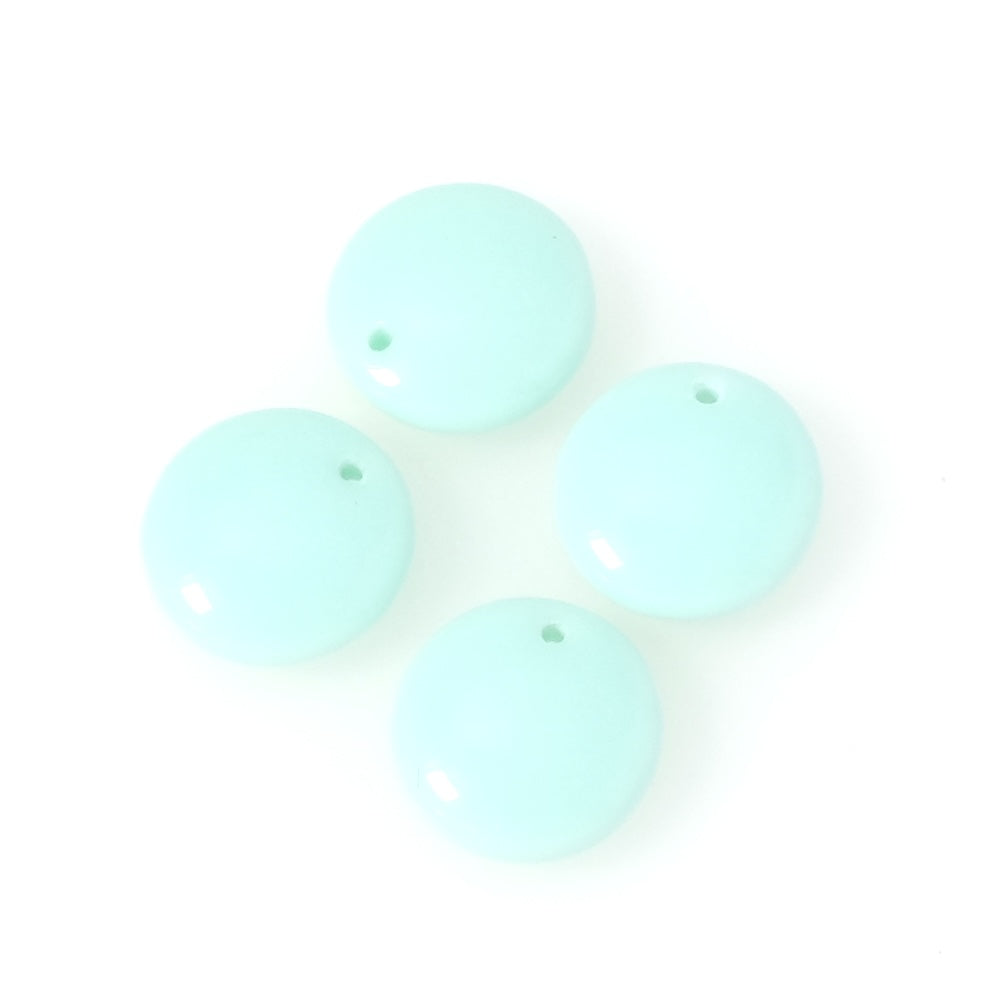 4 Bohemian round disc pendants 12mm mint green