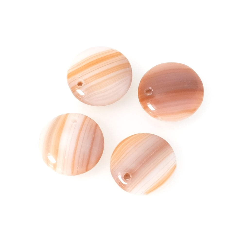 4 Bohemian round disc pendants 12mm terracotta white