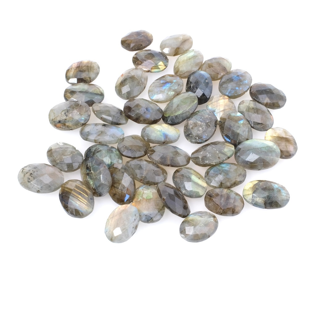 Oval faceted natural Labradorite bead