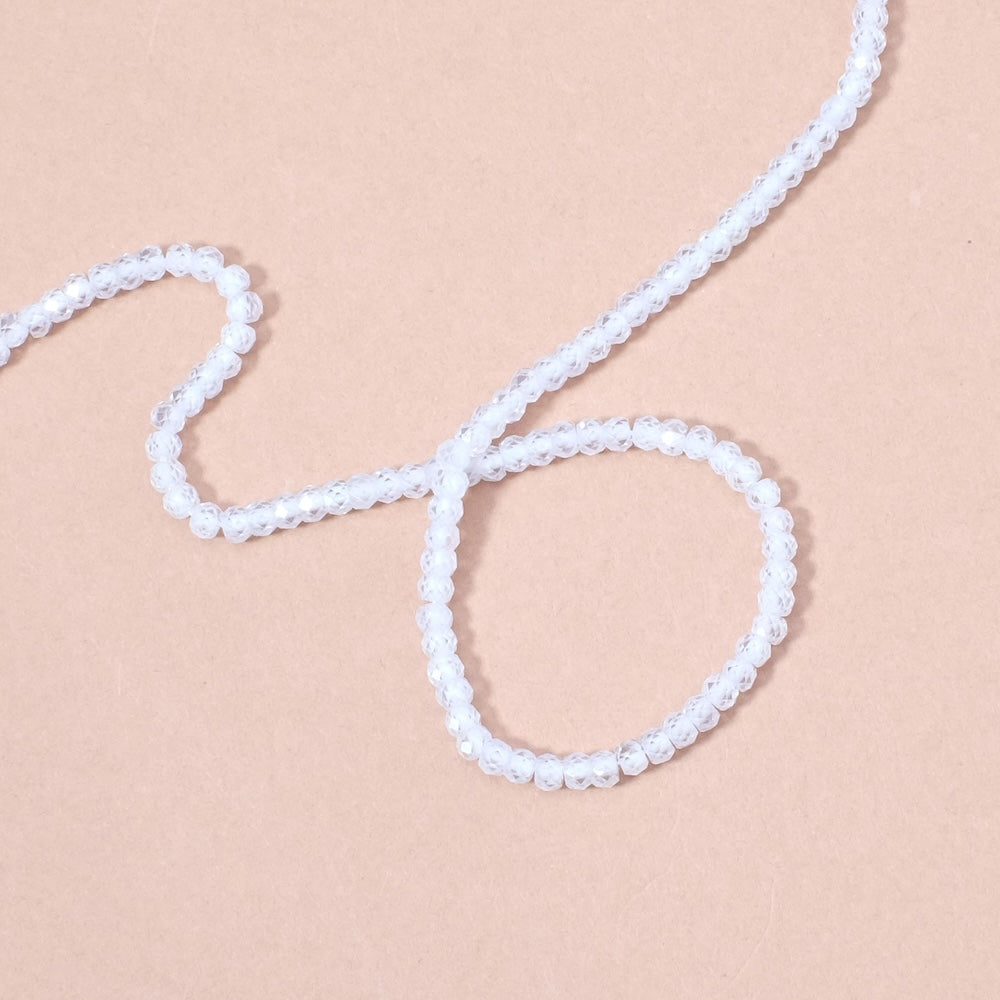 Strand of 3mm faceted donut beads in Zirconium Oxide or Cubic Zirconia