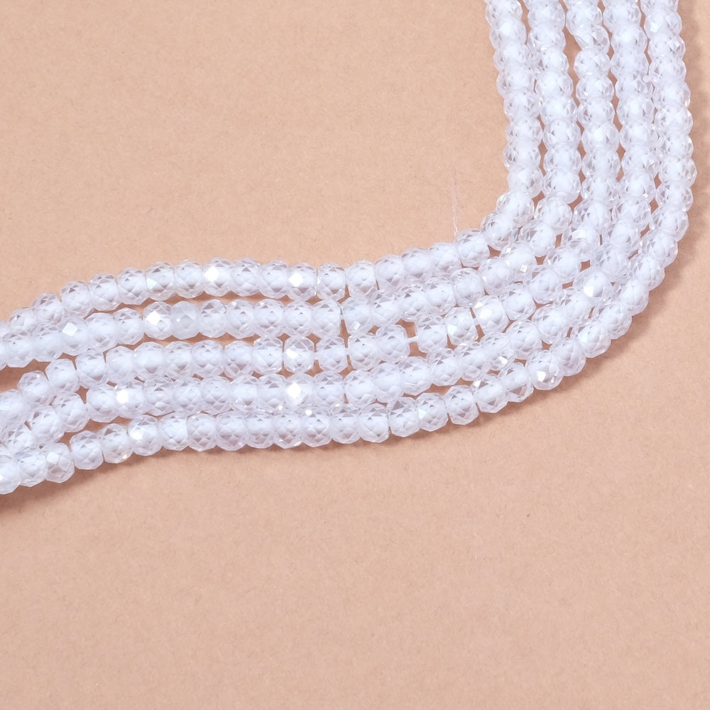 Strand of 3mm faceted donut beads in Zirconium Oxide or Cubic Zirconia