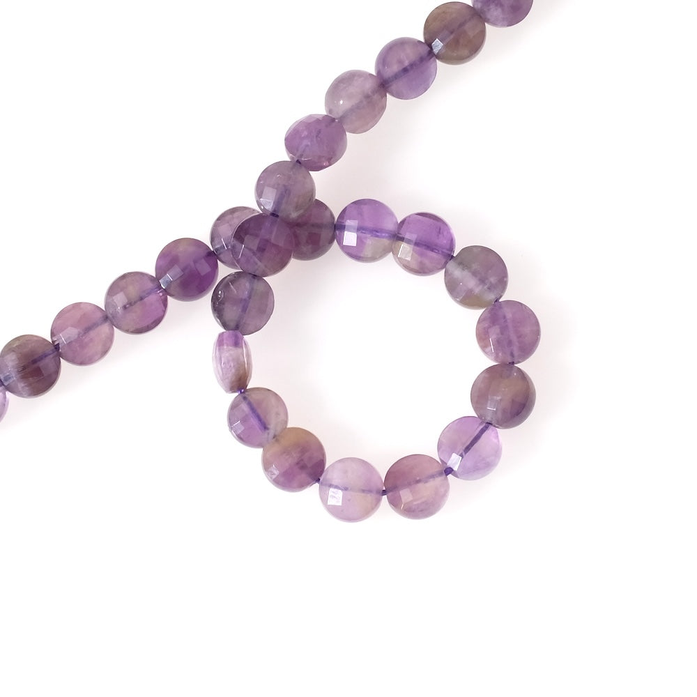 6 natural flattened faceted round pearls 6mm in Amethyst